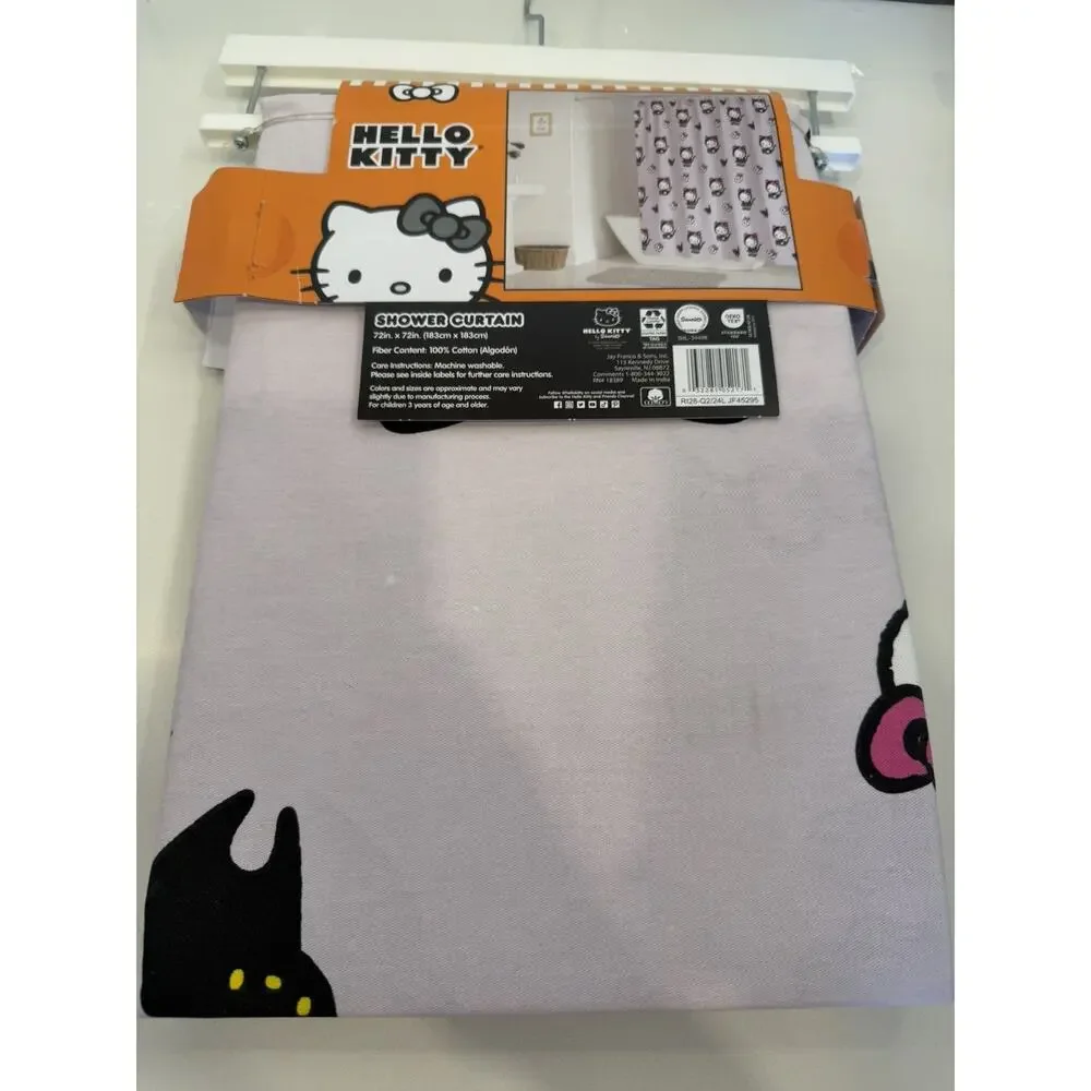 Hello Kitty Halloween Shower Curtain Black Cats Lilac Black 72